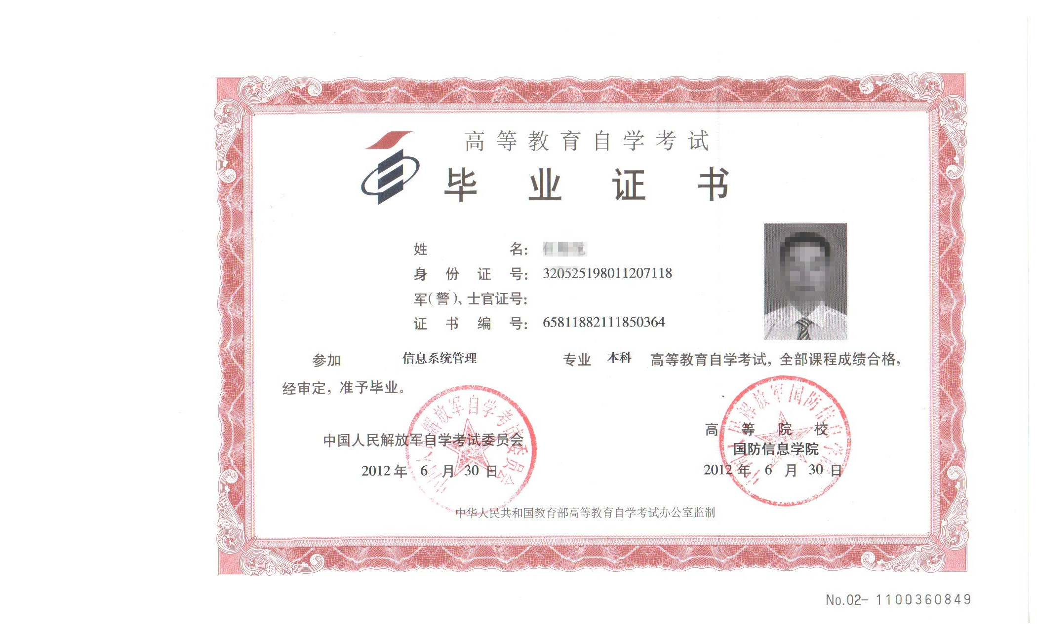 毕业证书1