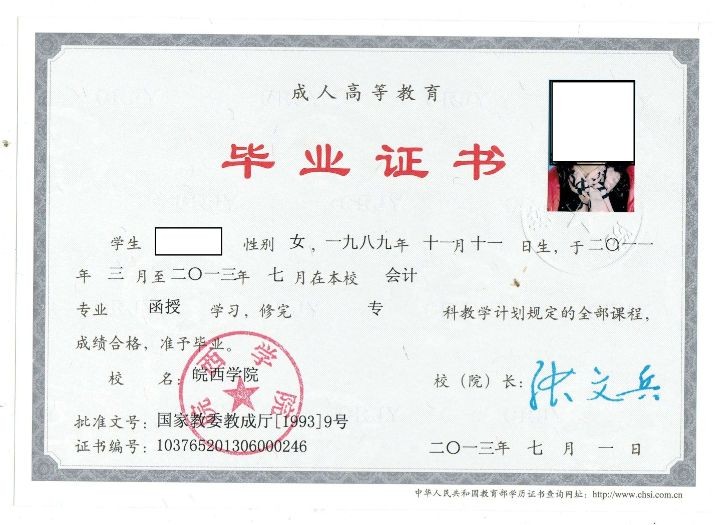 毕业证书2